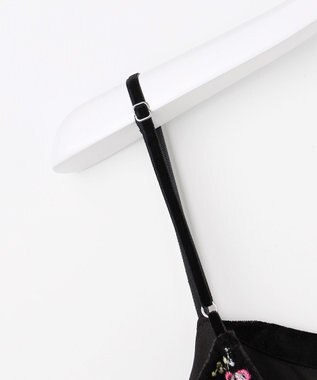 Feroux 刺繍入りベロアキャミソール ワンピース ブラック系