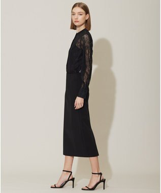 ICB 【洗える】コットンコンプレッシャー ナロースカート ブラック系