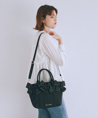 Maison de FLEUR ボリュームリボン2Wayトートバッグ Black