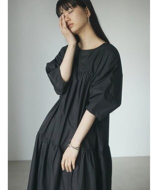 Green Parks ａ．ボリューム切り替えワンピース Black