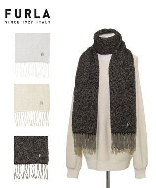 MOONBAT FURLA(フルラ）ループヤーン ツイード調ラメ入り ストール アルパカ混 日本製 ダークブラウン