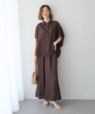 YECCA VECCA ストライプ柄シャツ Brown