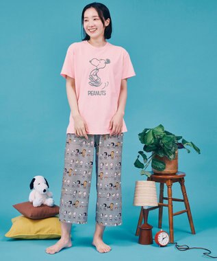 WACOAL PEANUTS トップス 4分袖 Tシャツ 綿100%(本体) スヌーピー レディース FTT168 /ワコール ピンク
