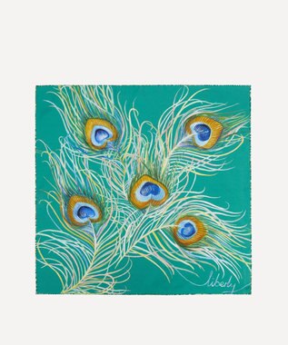 LIBERTY. ピーコック プルーム シルクポケットチーフ グリーン