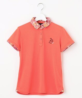 23区GOLF 【WOMEN】無地×プランティカプリント 半そでポロシャツ ピンク系