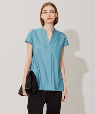 ICB L 【接触冷感・洗える】エステルラミーチンツ プルオーバーブラウス セルリアン系