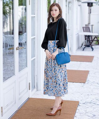 Tiaclasse 【SET UP】幅広いアイテムと相性抜群のニットトップスと女性らしさ溢れるスカートセット ブラウンオレンジ