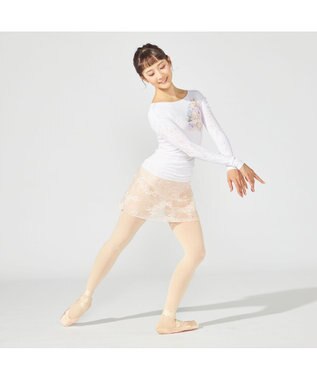 Chacott 【ノーソーイングニット】フラワーブーケプリントニットトップ ホワイト