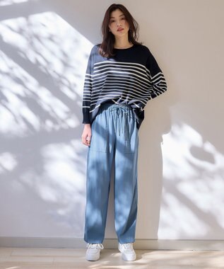 ANY ゆるチュニックニット ネイビー×エクリュ