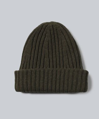 WHITE MAILS 【UNISEX】WOOL PAPER DOUBLE KNIT リブビーニー カーキ