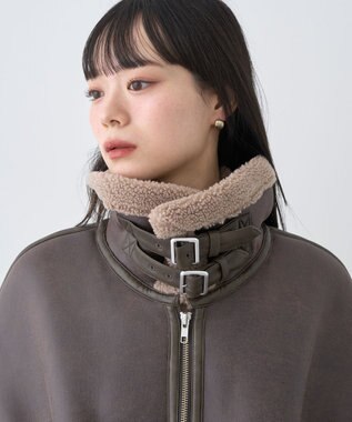 earth music&ecology フェイクムートンジャケット Brown