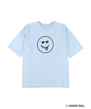 Green Parks Ｓｍｉｌｅｙ　Ｆａｃｅ／スマイル＋ロゴＢｉｇＴシャツ Sax