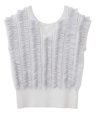 YECCA VECCA 2wayチュールフリルニット Black