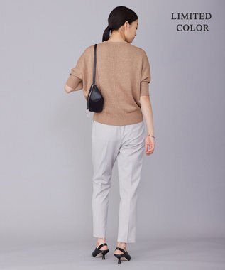 ICB L 【WEB限定カラーあり・洗える】ペーパーブレンドシャインニット 五分袖プルオーバー レディッシュブラウン系［WEB限定］