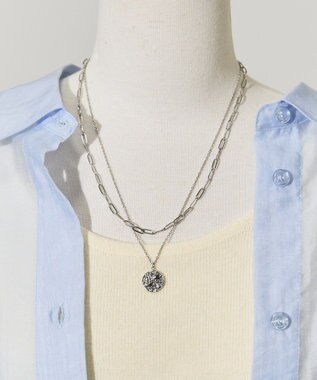 AMERICAN HOLIC ステンレス　ＣＯＩＮ２連ネックレス Silver