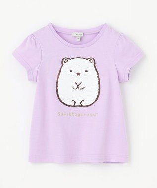 ANY KIDS 【WEB限定/すみっコぐらし】ミラクルスパンコールTシャツ ラベンダー(ねこ・しろくま)