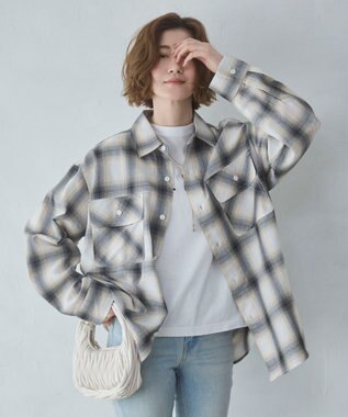 WEGO 【ユニセックス着用ITEM/SMLサイズ展開】オンブレチェックシャツ（LS）