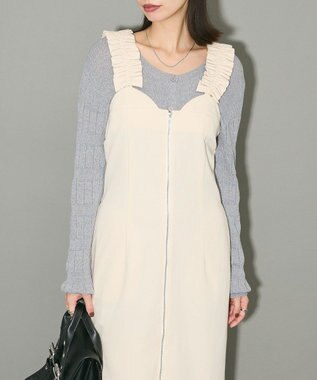 Green Parks フロントジップキャミワンピース Ivory