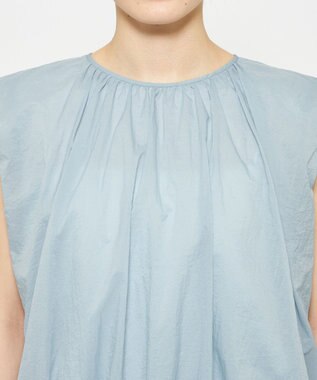 uncrave シアープルーフナイロン ギャザーブラウス サックス