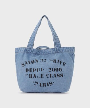 GRACE CONTINENTAL レタードデニムトート ブルー