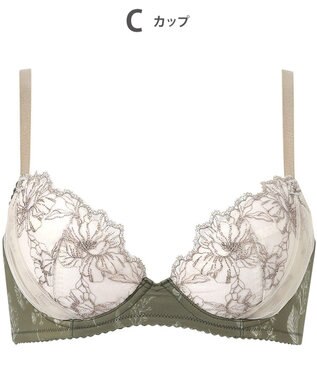 WACOAL ブラジャー 着やせシルエット 脇から背中のラインすっきり Gカップまで対応 大きいサイズ レディース BXC405 /ワコール オリーブ