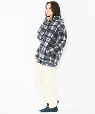 JOSEPH ABBOUD MOUNTAIN 【SPACE／UNISEX】ボアチェック ブルゾン ダルブルー系4