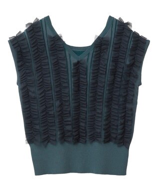 YECCA VECCA 2wayチュールフリルニット Black