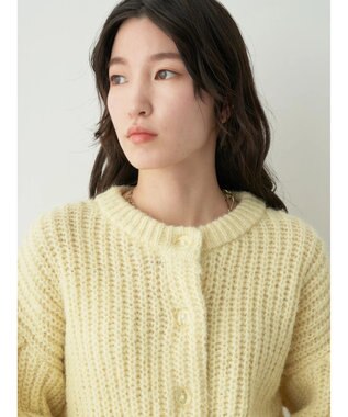 earth music&ecology ヘアリーショートニットカーディガン Light Yellow