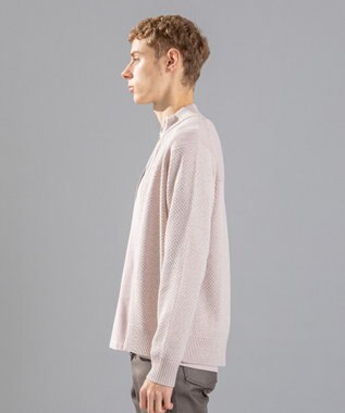 JOSEPH HOMME シルクバルキーハニカム　ジップアップニット ローズ系