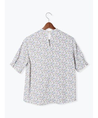 Te chichi パターンアソート5分袖ボウタイブラウス ブルー