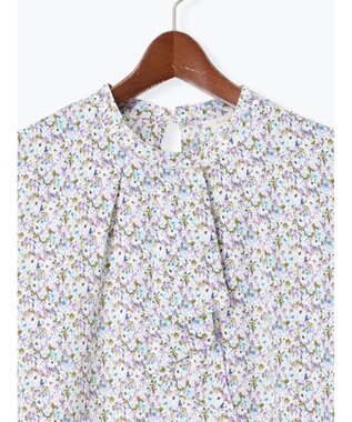 Te chichi パターンアソート5分袖ボウタイブラウス ブルー