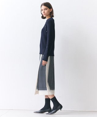 BEIGE， GADE / モノトーンドット柄ラップ風スカート Navy Mix