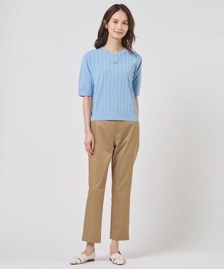 J.PRESS LADIES L 【WEB限定カラーあり】TCシャンブレーサテンST テーパード パンツ キャメル系