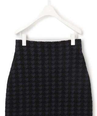 ICB 【洗える】ハウンドトゥースパターン ニットスカート ネイビー系