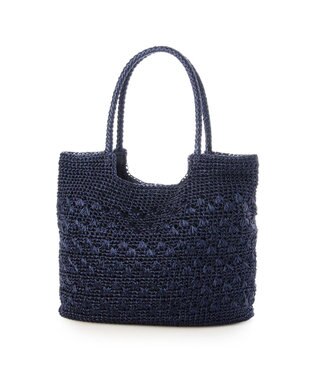 UNBILLION カシュカシュ cachecache / メタリックコード柄編みトートバッグ ネイビー