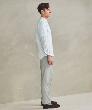 GOTAIRIKU ノルマンディリネン使用【洗える】カッタウェイカラー ソフトリネンシャツ サックスブルー系