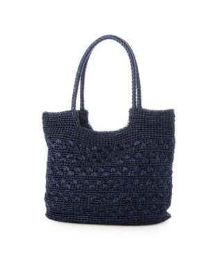 UNBILLION カシュカシュ cachecache / メタリックコード柄編みトートバッグ ネイビー