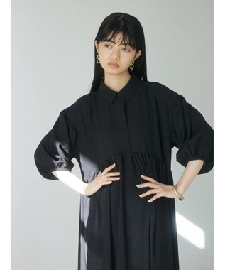 Green Parks ａ．衿付き切り替えワンピース Black