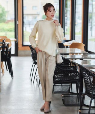 Tiaclasse 【洗える】配色ニットトップスプルオーバー アイボリー