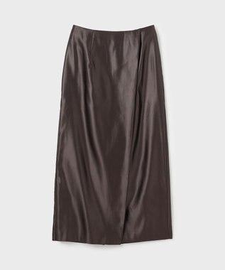 GRACE CONTINENTAL コーティングラップスカート ダークブラウン