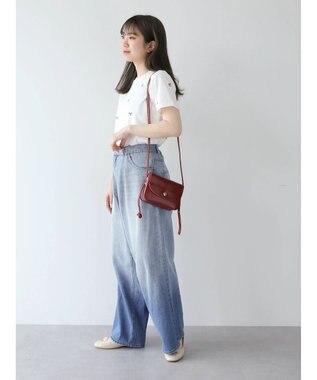 Green Parks ・Ｄｏｕｂｌｅ　Ｆｌａｇｓ　リボン刺繍ＴＥＥ Off White