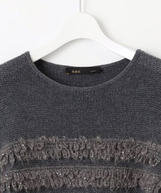 自由区 【PREMIUM KNIT COLLECTION】スパンコールコンビ ニット チャコール