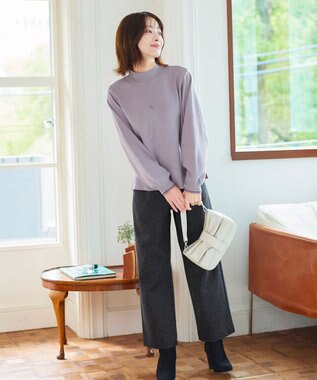 Tiaclasse 【洗える】配色ニットトップスプルオーバー ラベンダー