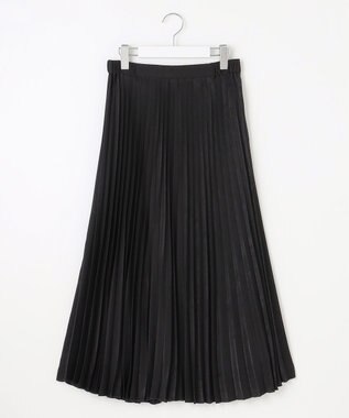J.PRESS LADIES 【洗える】マロンサテン プリーツ スカート ブラック系