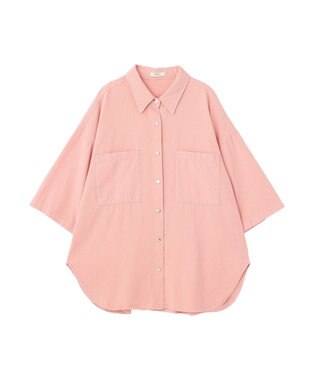 earth music&ecology 5分袖デニムシャツ Pink