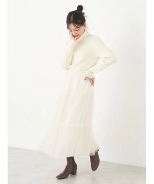 earth music&ecology やわらかタッチリブタートルネックプルオーバー Ivory