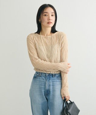 Green Parks パネルラインレースカットプルオーバー Light Beige