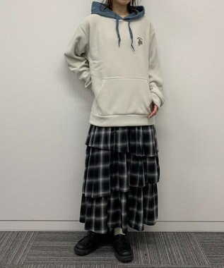 WEGO 【ユニセックス着用ITEM】ワッフルフリースOP刺繍プルパーカー ホワイトアイボリー