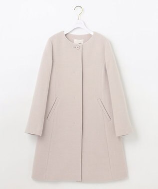 ANY SIS ファインウールモッサ ノーカラーコート アイボリーベージュ