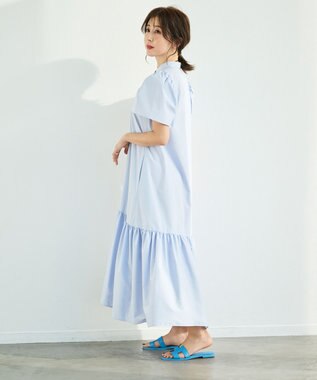 #Newans フレアヘムシャツワンピース ライトブルー